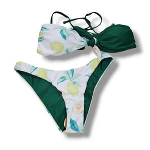 Shekini Women’s Lemon Print High-Leg Bikini Two-Piece Set – Medium